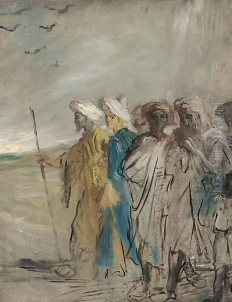 Group of Arabs or, Joseph Sold by his Brothers Oil Painting by Theodore Chasseriau