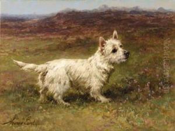 A Westhighland Terrier Oil Painting by Maud Earl