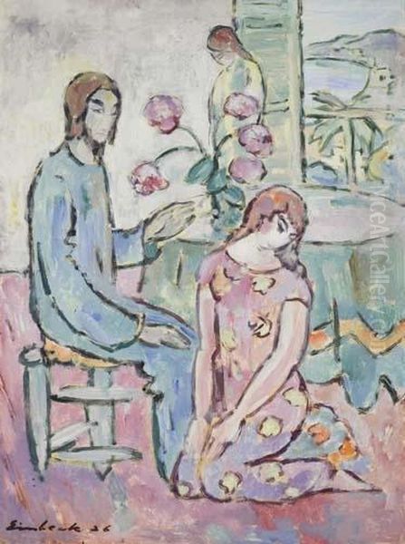 Christus, Maria Und Martha. 1926. Oil Painting by Georges Einbeck