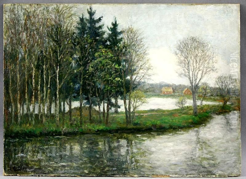 Elblandschaft / Kinder-studie Oil Painting by Ernst Wilhelm H. Eitner