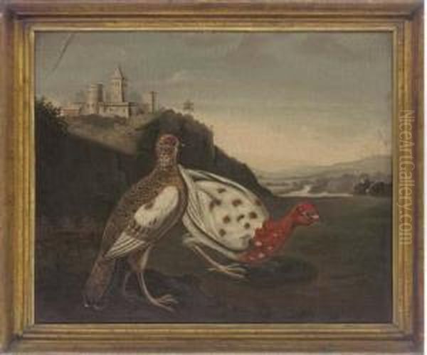 Pheasants Before A Castle Oil Painting by Stephen Elmer