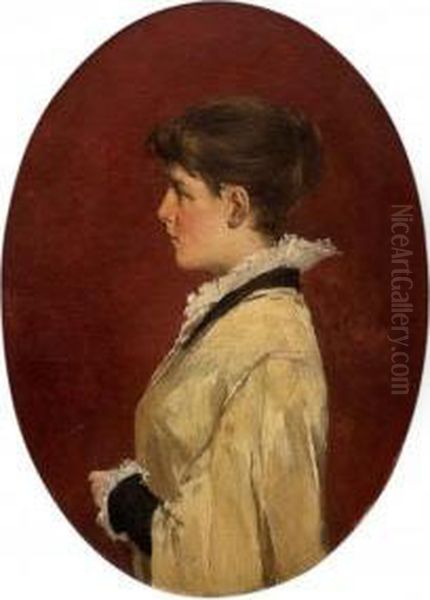 Young Woman Oil Painting by Axel Ender