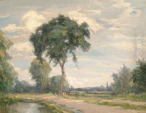 Summer Landscape Oil Painting by Augustus William Enness