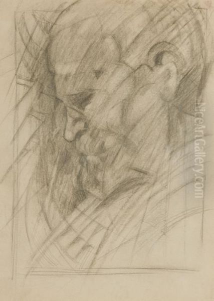 Mio Padre Luigi Di Profilo, (1912-'13) Oil Painting by Carlo Erba