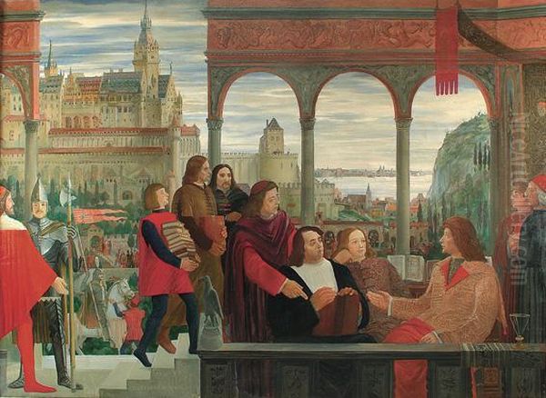 Matyas Kiraly Tudosai Koreben Oil Painting by Jeges Erno
