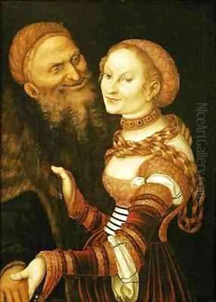The Courtesan and the Old Man Oil Painting by Lucas The Elder Cranach
