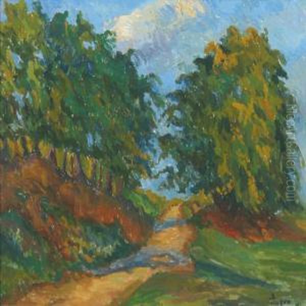 Autumn Landscape With Gravel Road Oil Painting by Prince Eugen Of Sweden