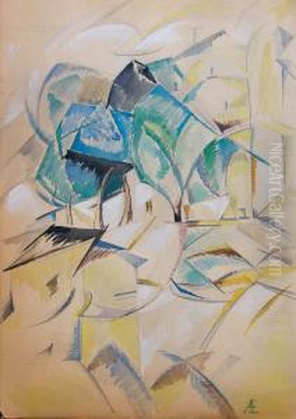 Etude Preparatoire Pour < Le Pont De Sevres > Oil Painting by Alexandra Alexandrovna Exter
