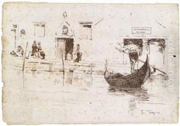 Motiv Ausvenedig Mit Gondoliere Oil Painting by Giacomo Favretto