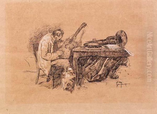 La Chitarra Oil Painting by Giacomo Favretto