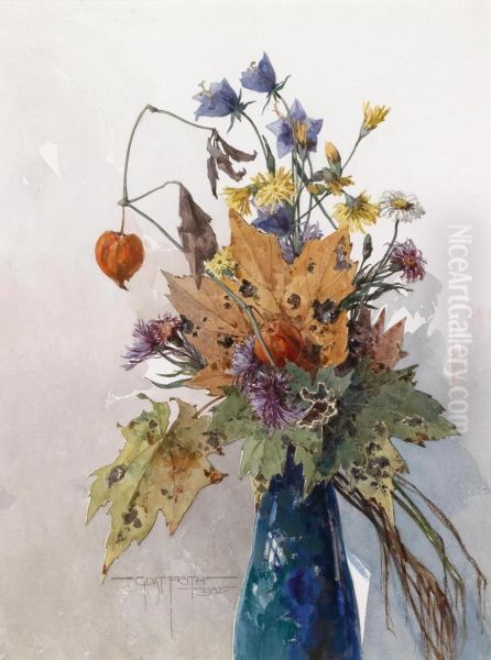 Meadow Flowers And Leaves Oil Painting by Gustav Feith