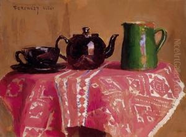 Still Life On A Table Oil Painting by Valer Ferenczy