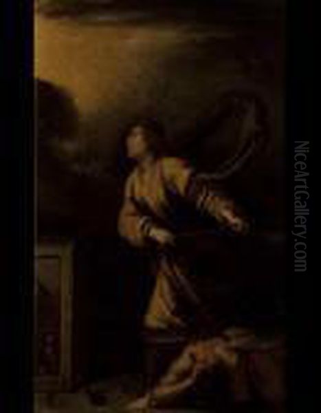 Santa Giuliana E Il Diavolo Oil Painting by Domenico Fetti