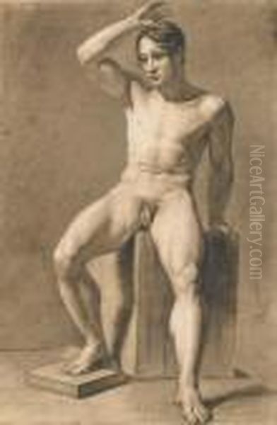 Un Homme Nu Assis Oil Painting by Anselm Friedrich Feuerbach