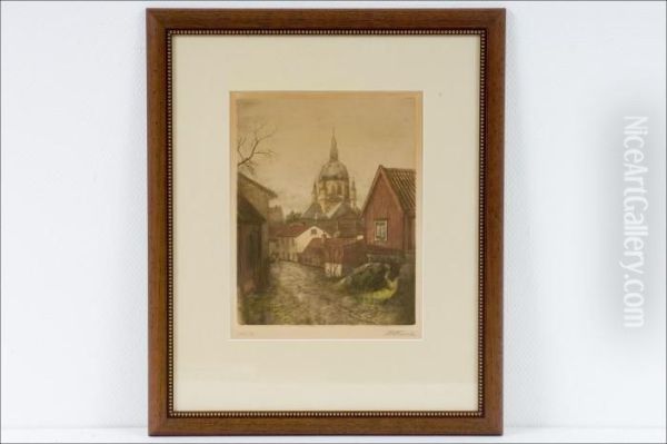Kirkontorni - Kyrktornet. Oil Painting by Alfred William Finch