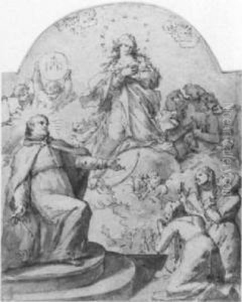 Maria Erscheint Als Unbefleckte Empfangnis Dem Hl.ignat.von Loyola Oil Painting by Fedele Fischetti