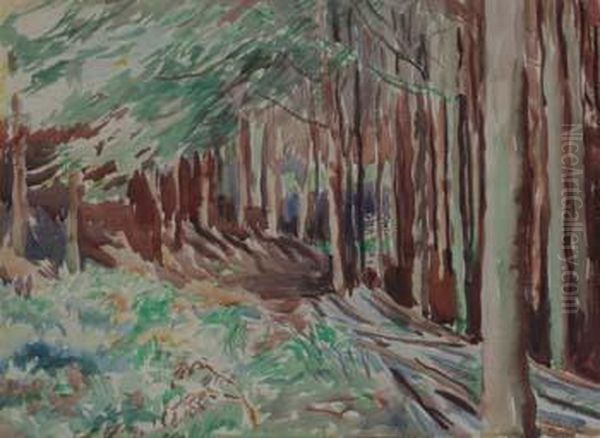 Woodland Scene Oil Painting by Claude Flight