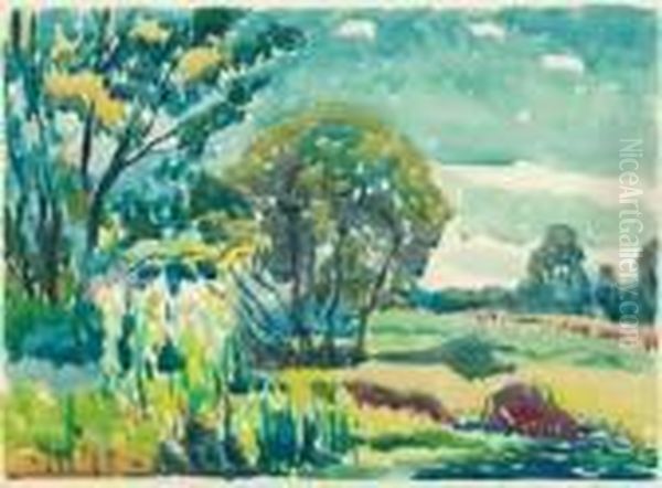Claude Landscape With Trees Oil Painting by Claude Flight