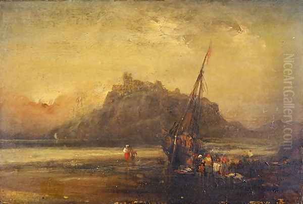 Beach Scene Oil Painting by John Sell Cotman