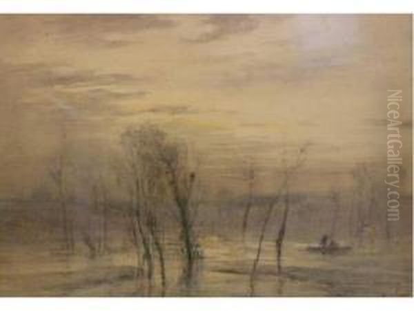 Pecheurs Sur L Etang Oil Painting by Henri Louis Foreau