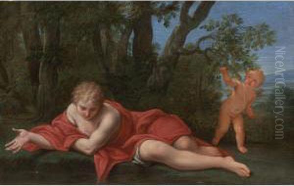 Narcissus Oil Painting by Marcantonio Franceschini