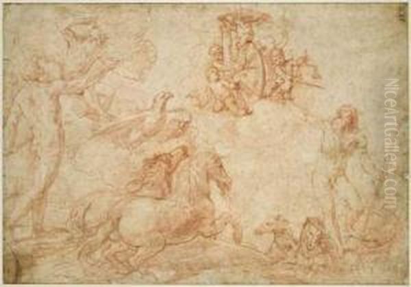 Projet De Frontispice Aux Armes D'un Cardinal Oil Painting by Marcantonio Franceschini