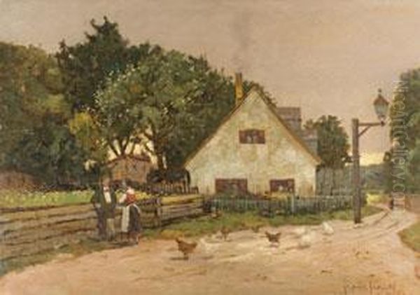 Liebesgeplauder Am Dorfrand
 Ol Auf Holz. Oil Painting by Franz Frankl