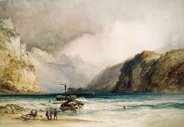 Wallenstadt, from Wesen, Switzerland, 1842 Oil Painting by William Callow