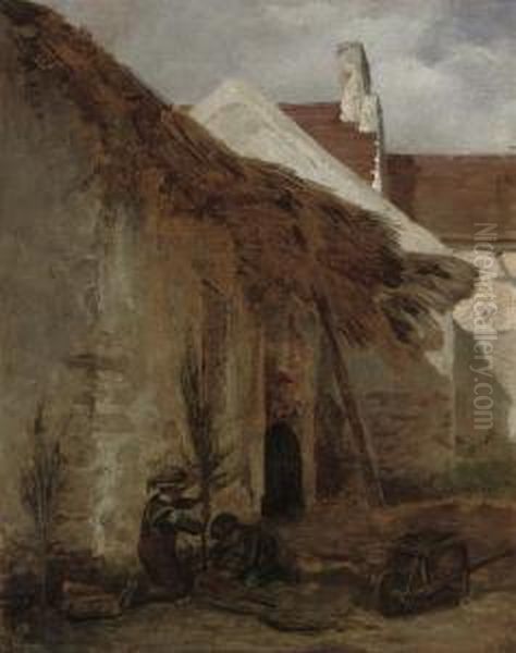 The Happy Gardeners Oil Painting by Edouard Frere