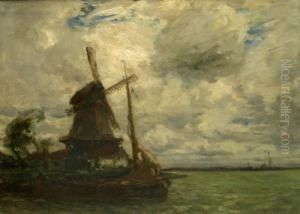 Windmill And Sailing Barge