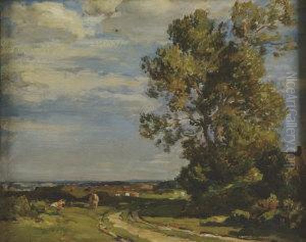 Cattle And Landscape, Dorset Oil Painting by Arthur A. Friedenson