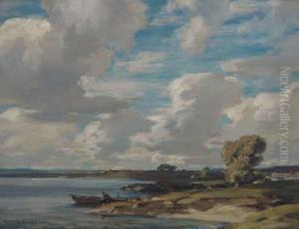 Breezy Day, Poole Harbour Oil Painting by Arthur A. Friedenson