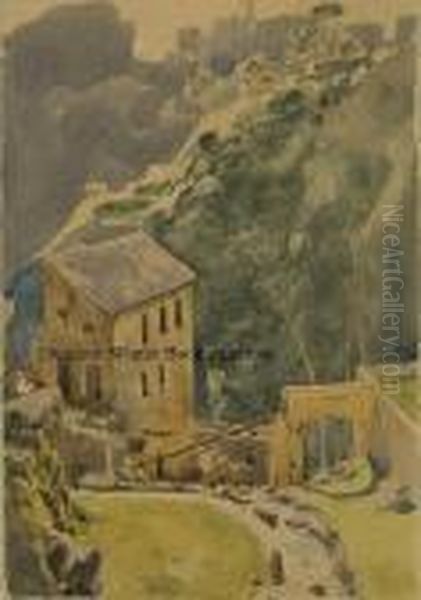 Valley Landscape With Oil Painting by Roger Eliot Fry