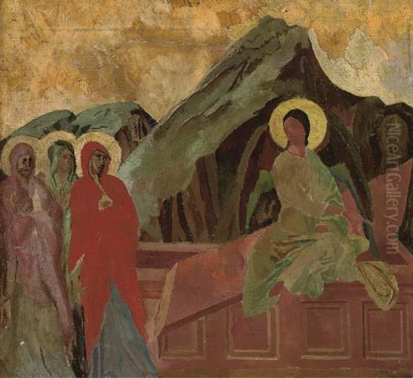 Christ Rising From The Tomb; Predella Oil Painting by Roger Fry