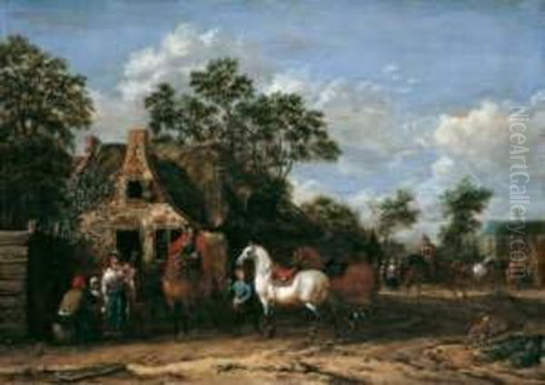Reiter Vor Dem Wirtshaus Oil Painting by Barent Gael