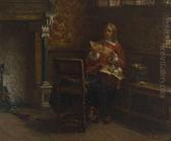 Briefleser In Der Stube. Oil Painting by Max Gaisser