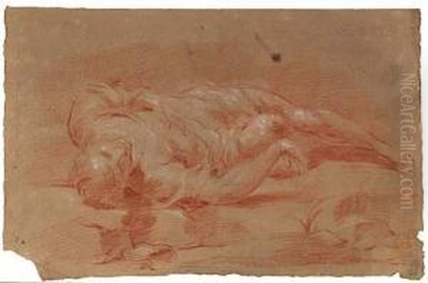 Study Of A Young Man Lying On His Back Oil Painting by Ubaldo Gandolfi