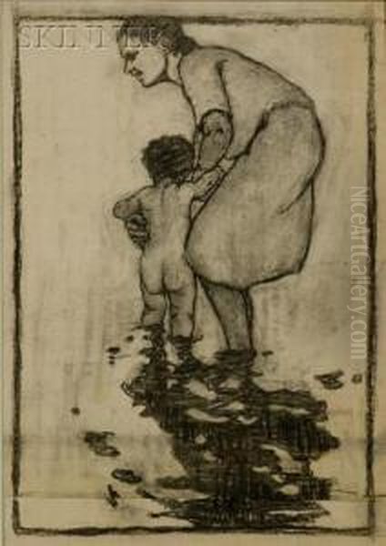 Child Wading With Mother Oil Painting by Eliza Draper Gardiner