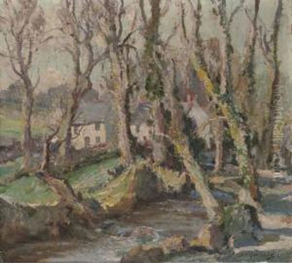 Daffodil Time, Lamorna Oil Painting by Stanley Horace Gardiner