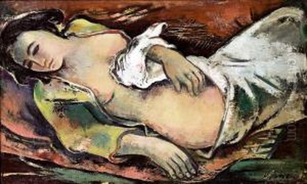 Liegender Halbakt Oil Painting by Oskar Gawell