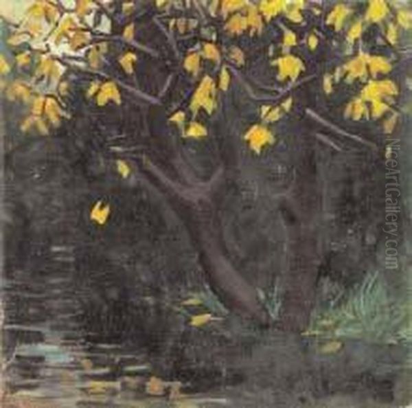 Albero Sul Ruscello Oil Painting by Cornelio Geranzani