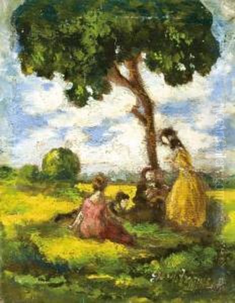 Szabadban Oil Painting by Imre Gergely