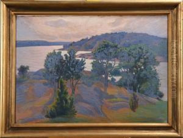 Skargardsmotiv, Signerad Oil Painting by Aron Gerle
