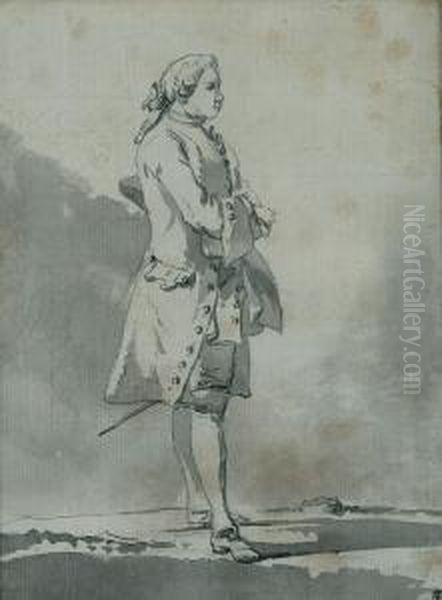 Joseph Vernet, En Pied, Le Chapeau Sous Le Bras Oil Painting by Pier Leone Ghezzi