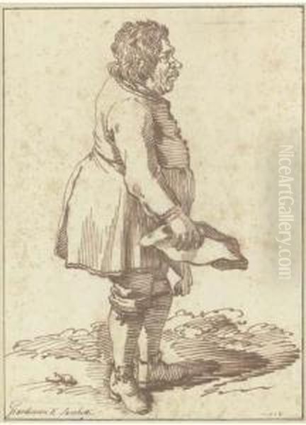 Caricature Of The Gardener At The Villa Sacchetti Oil Painting by Pier Leone Ghezzi