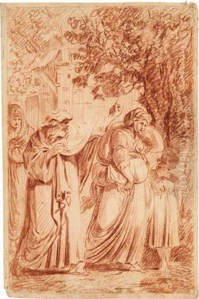 Abraham Casting Out Hagar And Ishmael Oil Painting by Felice Gianni