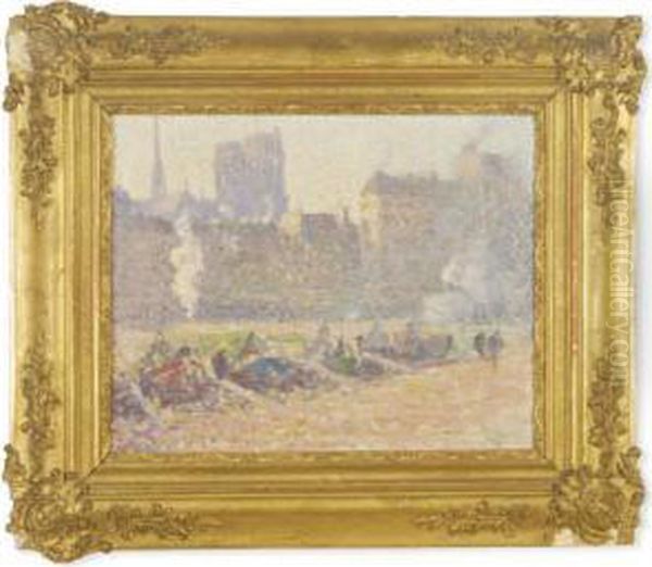 Notre Dame, Paris; And A Companion Watercolor By Another Hand Oil Painting by Harry Phelan Gibb