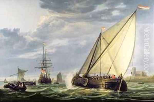 Shipping on the Maas Dordrecht Oil Painting by Aelbert Cuyp