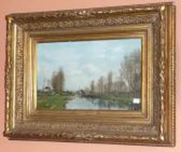 Paysage En Bord De Riviere Oil Painting by Victor Olivier Gilsoul