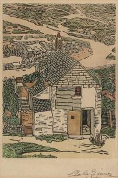 Cottage Oil Painting by Charles Ginner